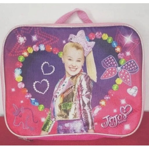 JoJo Siwa Soft Sided Lunch Box Bag Has Backpack Clips Pink Purple School - Picture 2 of 10